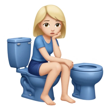 sad woman on toilet sticker