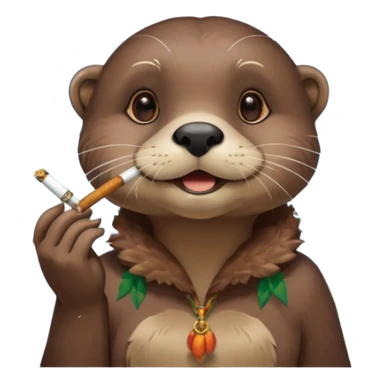 a female otter smoking a joint surrounded by marijuana fumes. a bit california hippy vibe sticker