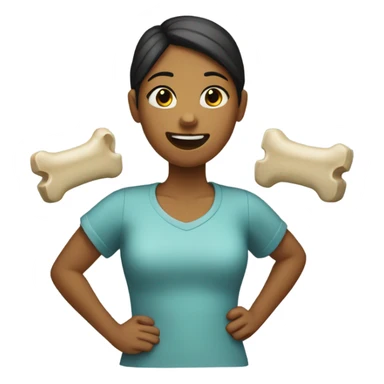 Girl with dog bone in mouth sticker