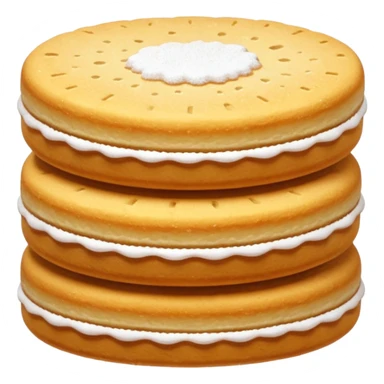 stack of ladyfinger biscuits, golden-brown, rounded edges, powdered sugar dusting, airy and spongy texture, soft lighting, subtle shadows, no packaging, no plate, no faces, transparent background, emoji scale sticker