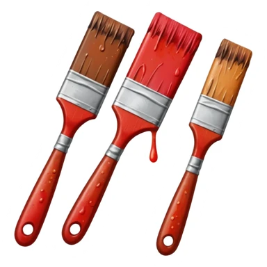 STICKER PINCEAUX ROUGE ET BRUN AVEC  PEINTURE ET TACHE DE PEINTURE sticker