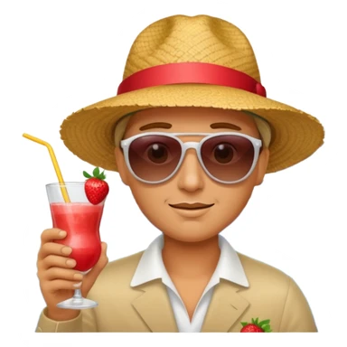 On a cruise ship, some bathing drinking a strawberry daiquiri sticker