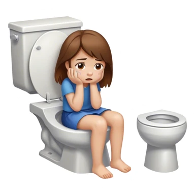 A girl with brown hair sat on the toilet crying  sticker