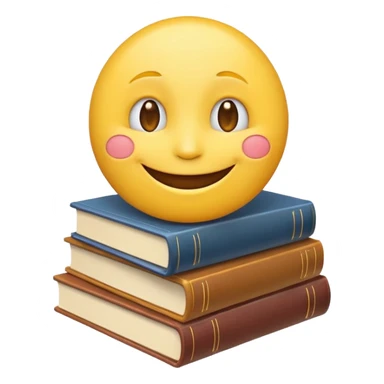 smiling face emoji with a stack of books sticker