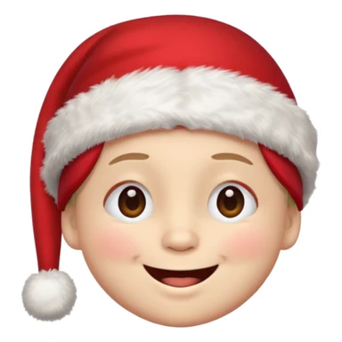 smiling smiley face with closed eyes in a red Christmas hat sticker