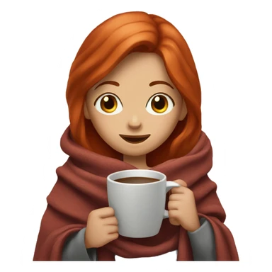 Red hair girl with hazel eyes and with a blanket around her and a coffe cup in hands sticker