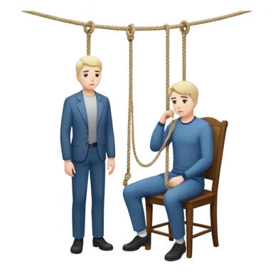 A man standing in the chair and looking at the hanging rope thinking to suicide  sticker