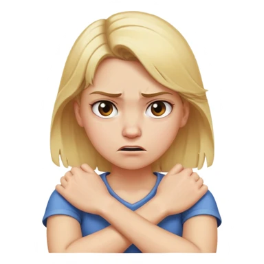 arms crossed holding neck angry girl blonde hair  sticker