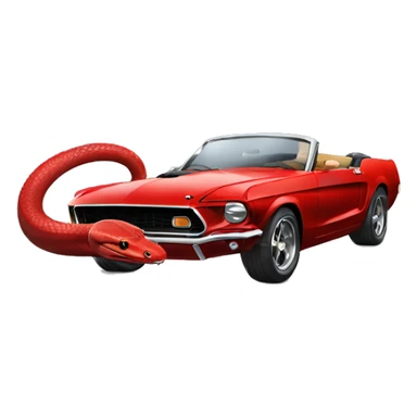 Red snake driving a black ford mustang  sticker