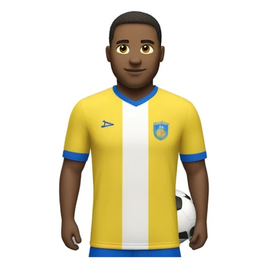 White man Fat soccer player in yellow shirt and blue shorts and blue socks sticker