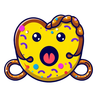totally unhinged face with laser beams shooting from hypnotic swirling eyes, impossibly long spotted tongue twisted into a pretzel shape swinging violently, face half-melted, head exploding with confetti, glitter and stars flying everywhere sticker