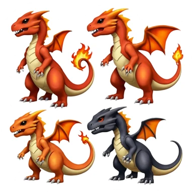 Shiny Duskull-Salandit-Cubone-Marowak-Charizard-Charmeleon-Fakémon-hybrid-creature (full body)  sticker