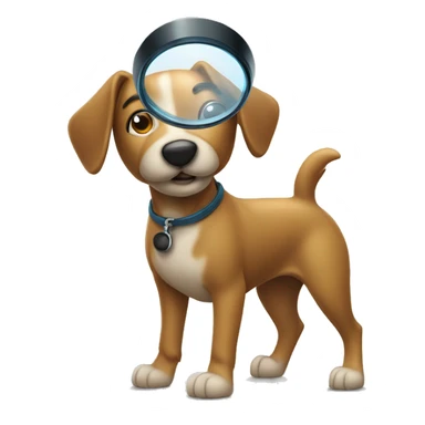 standing dog detective with magnifying glass sticker