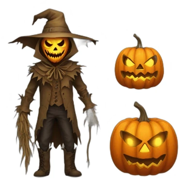 evil scarecrow with jack o lantern head sticker