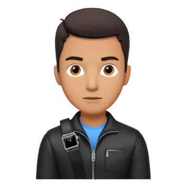 man wearing a black strap watch portrait, head and shoulders only, black leather strap wristwatch visible, casual outfit, confident expression, modern style, 3D cartoon, mobile game icon style, clean background, no text, no watermark
 sticker