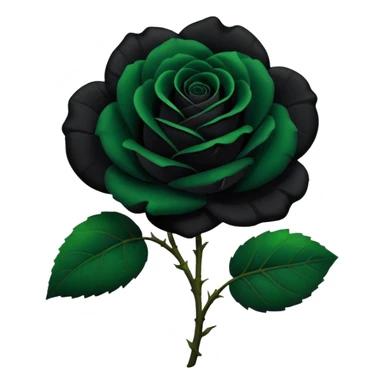 black rose with a single leaf emoji sticker