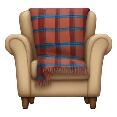 A comfy armchair with a plaid throw draped over it sticker