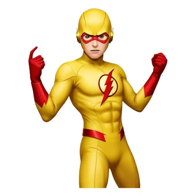 Reverse Flash DC Comics villain in yellow suit with red lightning sticker