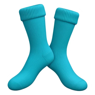 A 3D cartoon pair of cozy knitted socks with ribbed pattern and soft texture, folded neatly, Memoji-style rendering. sticker