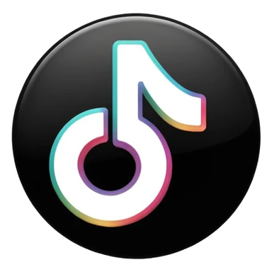 fais moi le logo tiktok en brillant stp noir et blanc sticker
