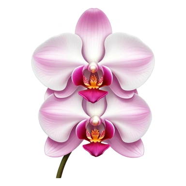 Exquisite phalaenopsis moth orchid with pure white petals and subtle pink center, single bloom sticker