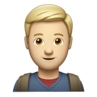 white male with small beard and almost bald  smart casual blue shirt holding papers full profile sticker