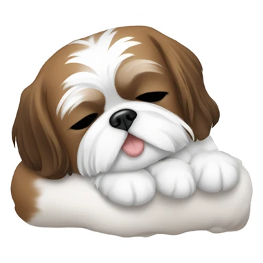 White and brown shih tzu sleeping  sticker