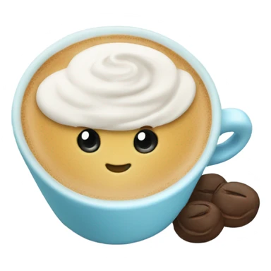 Cappuccino in a baby blue cup sticker