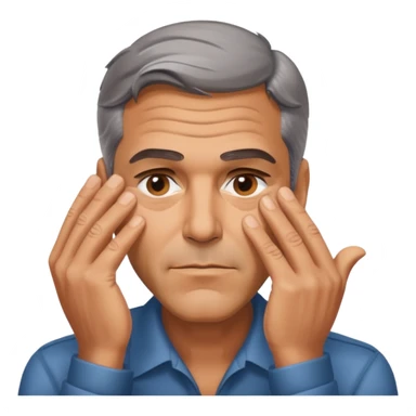 George clooney covering his eyes with his hand sticker
