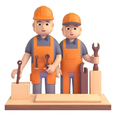 carpenter in workshop with wood sticker