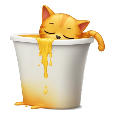 Yellow and orange cat vomiting  sticker