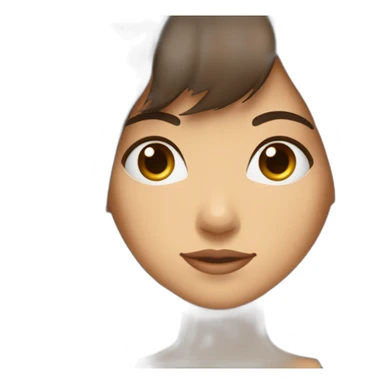 Fille brune cheveux brun et une mèche bleu mi long avec une frange rideaux yeux marrons  sticker