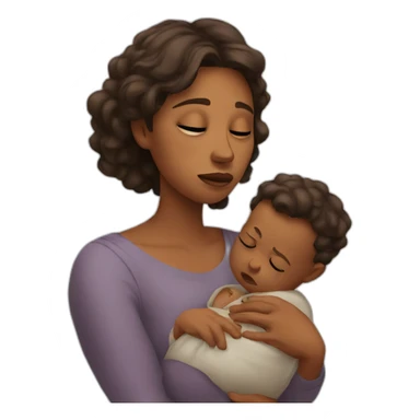 Sad woman with baby sticker