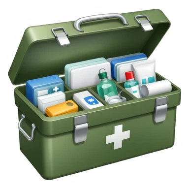 box with military medical supplies sticker