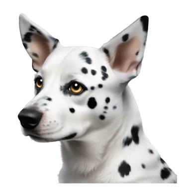 Blue eyed white Australian cattle dog mix with a few small black spots sticker