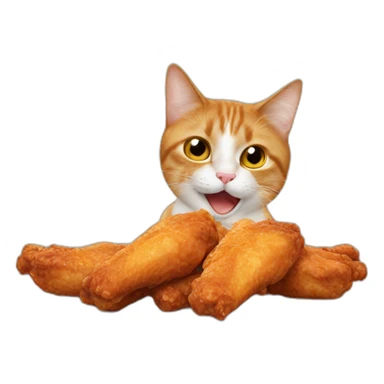 Cat eating chicken wings sticker