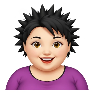 fat spiky haired happy woman sticker