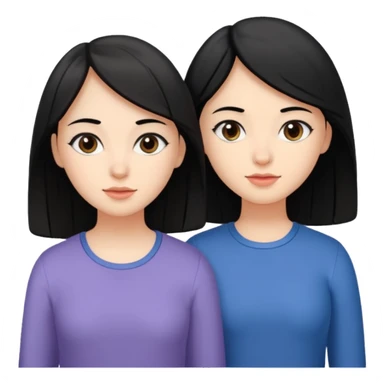 Two sisters one brunette one white with black hair one a little taller than the other.  sticker