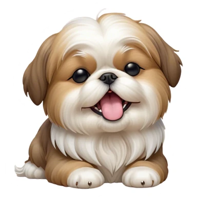 Cinematic Cute Yawning Shih Tzu Portrait Emoji, Head gently tilted with an irresistibly cute yawn and sleepy, half-closed eyes, showcasing a luxurious, fluffy fur in gentle pastel tones, simplified yet endearingly detailed, glowing with a soft, drowsy radiance, high shine, exuding tender, sleepy charm, styled with a delicate, soft glowing outline, capturing the essence of a Shih Tzu caught in a moment of adorable, sleepy bliss! sticker