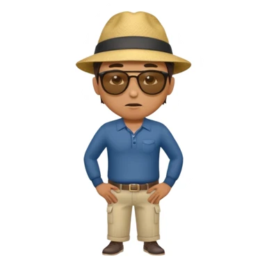 Man standing with his hands on his hips with an annoyed look on his face. His body is turned slightly to the side sticker