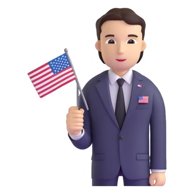fat person in business suit with American flag pin sticker