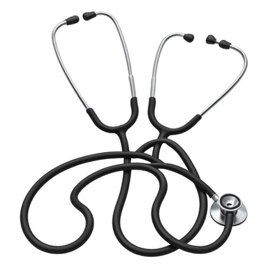 A classic stethoscope with rubber tubing and chrome chestpiece sticker