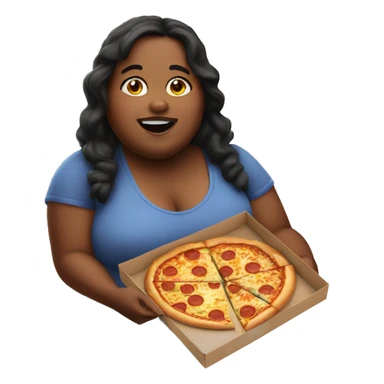 A fat girl, eating pizza sticker