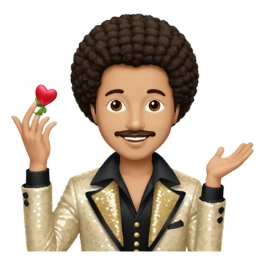 William Powell from The O'Jays with light tan skin, dark brown afro hair, cream sequin outfit sticker