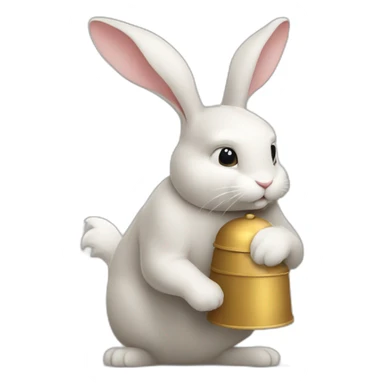 Lapin qui tient une cloche dans ses mains  sticker