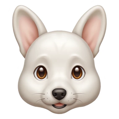 White dog with brown eyes and some long white body and white ears with brown spots curved on the sides sticker