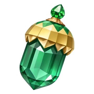 sparkling emerald Acorn like diamond with stem made of gold sticker