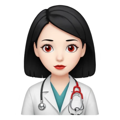doctor with black hair and red hairclips  sticker