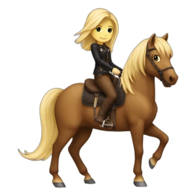 Emo blond girl riding a brown horse sticker