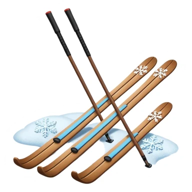 ski trip, skis and poles crossed, snowflakes sticker